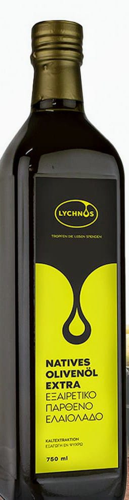 Kaltgepresstes Olivenöl von Lychnos (0,75 l)